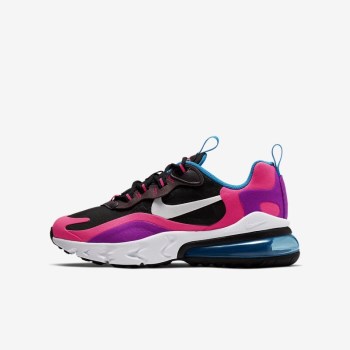 Nike Air Max 270 React - Nagyobb Gyerek Utcai Cipő - Fekete/Rózsaszín/Lila/Fehér